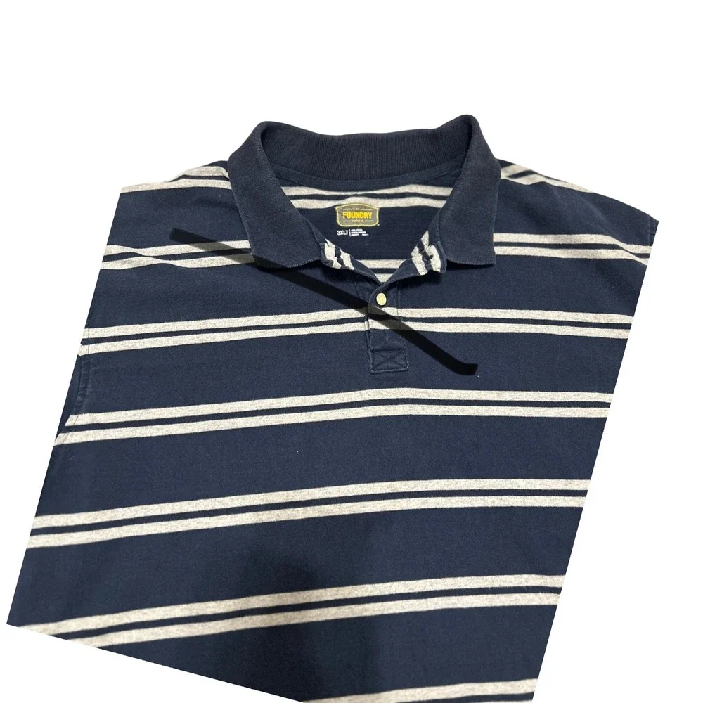 The‎ foundry 3XLT bluelong sleeve polo blue stripe office casual prep Big &Tall